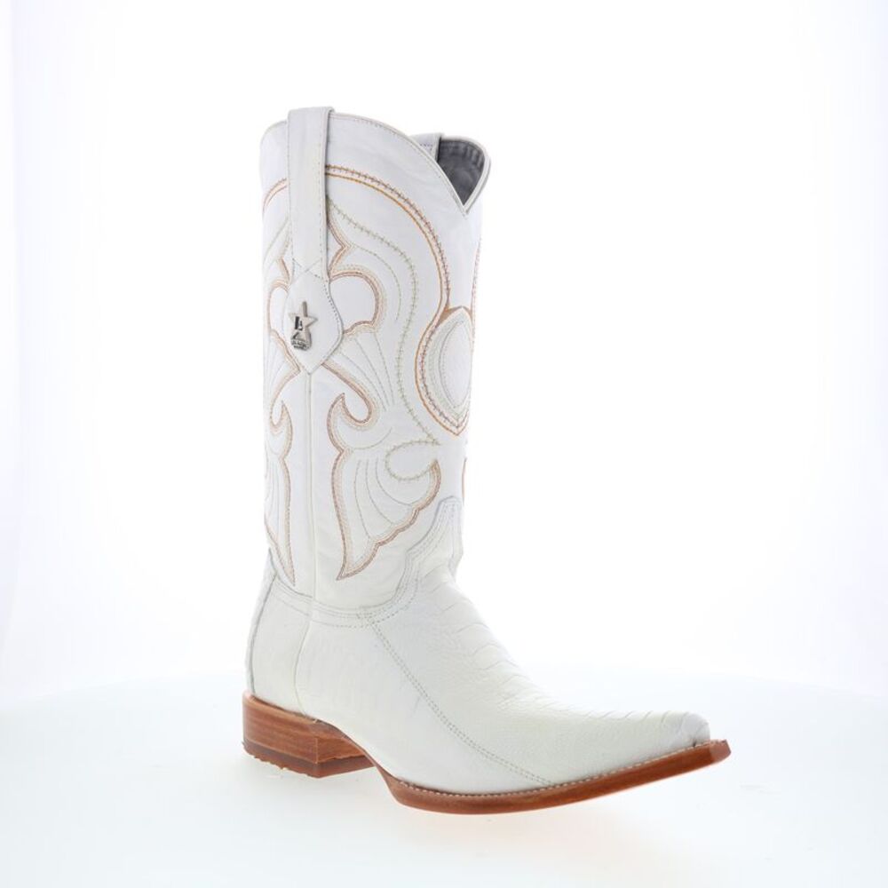 Los Altos Mens Ostrich Leg Boots XXX-Toe White Boots (NWT) - Picture 2 of 7